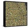 Chicago Map-Blue Jazzberry-Framed Stretched Canvas