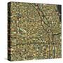 Chicago Map-Blue Jazzberry-Stretched Canvas