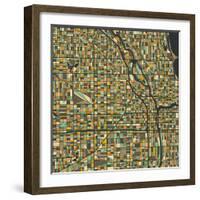 Chicago Map-Blue Jazzberry-Framed Art Print