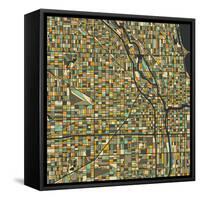 Chicago Map-Blue Jazzberry-Framed Stretched Canvas