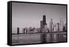 Chicago Morning BW-Steve Gadomski-Framed Stretched Canvas