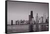 Chicago Morning BW-Steve Gadomski-Framed Stretched Canvas