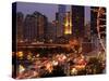 Chicago Navy Pier and Skyline at Night, Chicago, Illinois, Usa-Alan Klehr-Stretched Canvas