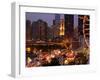 Chicago Navy Pier and Skyline at Night, Chicago, Illinois, Usa-Alan Klehr-Framed Photographic Print