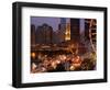 Chicago Navy Pier and Skyline at Night, Chicago, Illinois, Usa-Alan Klehr-Framed Photographic Print