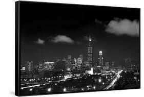 Chicago Night Lights-Steve Gadomski-Framed Stretched Canvas