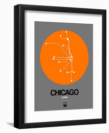 Chicago Orange Subway Map-NaxArt-Framed Art Print