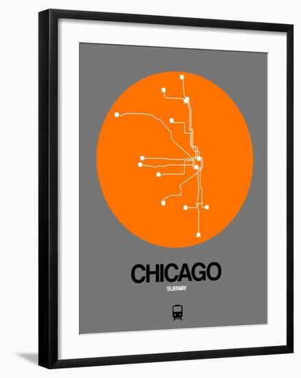 Chicago Orange Subway Map-NaxArt-Framed Art Print