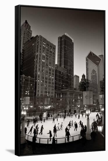 Chicago Park Skate BW-Steve Gadomski-Framed Stretched Canvas