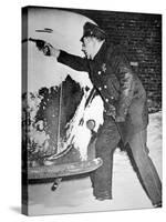 Chicago Policeman Arthur Olson, in a Shoot Out with Bank Robbers, 1st February 1947 (B/W Photo)-American Photographer-Stretched Canvas