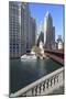 Chicago River and Dusable Bridge with Wrigley Building and Tribune Tower, Chicago, Illinois, USA-Amanda Hall-Mounted Photographic Print