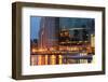 Chicago River and Skyline at Dusk in Summer with Boats-Alan Klehr-Framed Photographic Print
