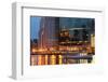 Chicago River and Skyline at Dusk in Summer with Boats-Alan Klehr-Framed Photographic Print