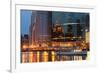 Chicago River and Skyline at Dusk in Summer with Boats-Alan Klehr-Framed Photographic Print