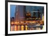 Chicago River and Skyline at Dusk in Summer with Boats-Alan Klehr-Framed Photographic Print