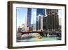 Chicago River and Towers, Chicago, Illinois, United States of America, North America-Amanda Hall-Framed Photographic Print