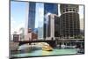 Chicago River and Towers, Chicago, Illinois, United States of America, North America-Amanda Hall-Mounted Premium Photographic Print