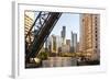 Chicago River and Towers of the West Loop Area,Willis Tower, Chicago, Illinois, USA-Amanda Hall-Framed Photographic Print