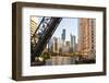 Chicago River and Towers of the West Loop Area,Willis Tower, Chicago, Illinois, USA-Amanda Hall-Framed Photographic Print