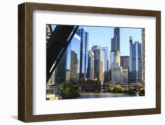 Chicago River and Towers of the West Loop Area-Amanda Hall-Framed Photographic Print