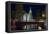 Chicago River at night-Patrick  J. Warneka-Framed Stretched Canvas