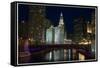 Chicago River at night-Patrick  J. Warneka-Framed Stretched Canvas