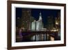 Chicago River at night-Patrick  J. Warneka-Framed Photographic Print
