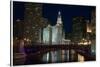 Chicago River at night-Patrick  J. Warneka-Stretched Canvas