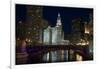 Chicago River at night-Patrick  J. Warneka-Framed Photographic Print