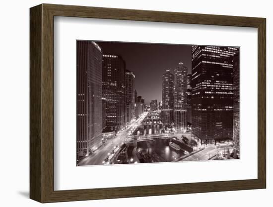 Chicago River Bend, Black & White-Steve Gadomski-Framed Photographic Print