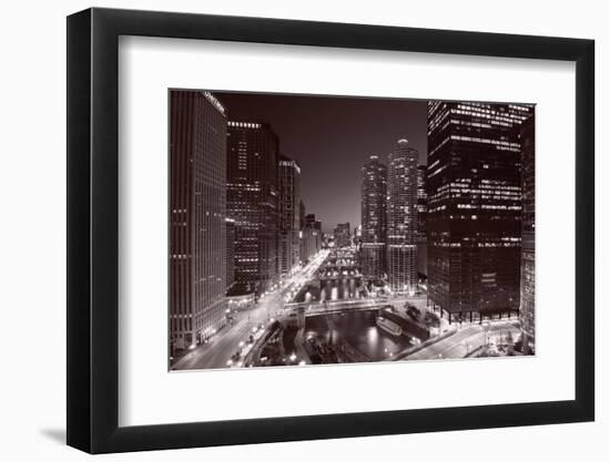 Chicago River Bend, Black & White-Steve Gadomski-Framed Photographic Print