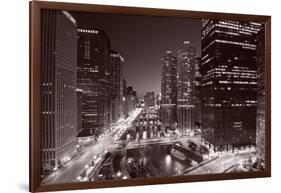 Chicago River Bend, Black & White-Steve Gadomski-Framed Photographic Print