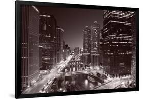 Chicago River Bend, Black & White-Steve Gadomski-Framed Photographic Print