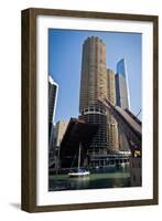 Chicago River Bridgelift at Marina Towers-Steve Gadomski-Framed Photographic Print