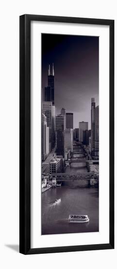 Chicago River Bridges South BW-Steve Gadomski-Framed Photographic Print