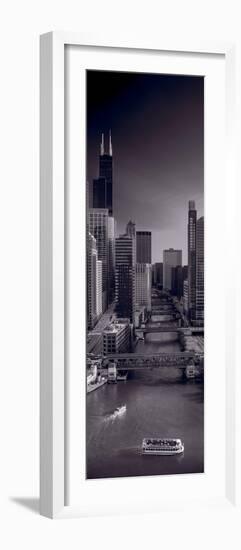 Chicago River Bridges South BW-Steve Gadomski-Framed Photographic Print