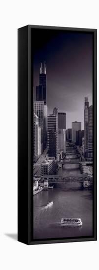 Chicago River Bridges South BW-Steve Gadomski-Framed Stretched Canvas