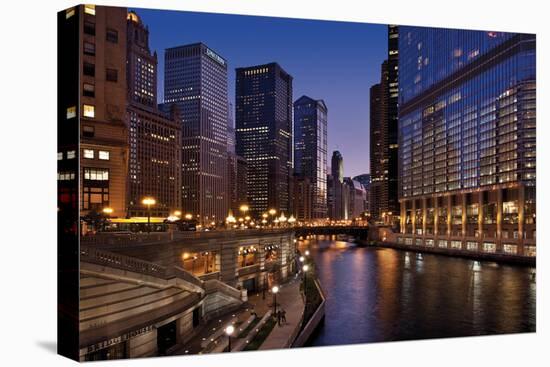 Chicago River Dusk II-Larry Malvin-Stretched Canvas