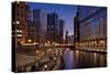 Chicago River Dusk II-Larry Malvin-Stretched Canvas