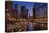 Chicago River Dusk II-Larry Malvin-Stretched Canvas