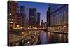 Chicago River Dusk II-Larry Malvin-Stretched Canvas