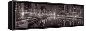 Chicago River East BW-Steve Gadomski-Framed Stretched Canvas