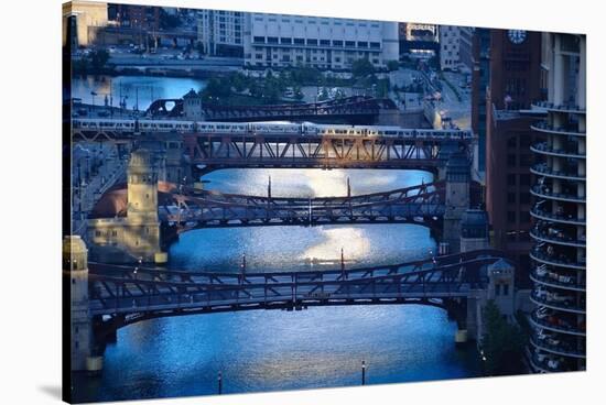 Chicago River First Light-Steve Gadomski-Stretched Canvas