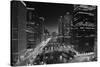 Chicago River Lights BW-Steve Gadomski-Stretched Canvas