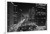 Chicago River Lights BW-Steve Gadomski-Framed Photographic Print