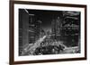 Chicago River Lights BW-Steve Gadomski-Framed Photographic Print