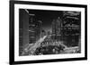 Chicago River Lights BW-Steve Gadomski-Framed Photographic Print