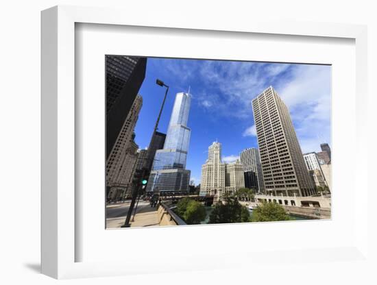 Chicago River Looking Towards Trump Tower and the Wrigley Building-Amanda Hall-Framed Photographic Print