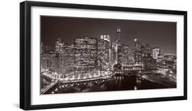 Chicago River Panorama BW-Steve Gadomski-Framed Photographic Print