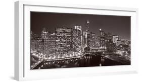 Chicago River Panorama BW-Steve Gadomski-Framed Photographic Print